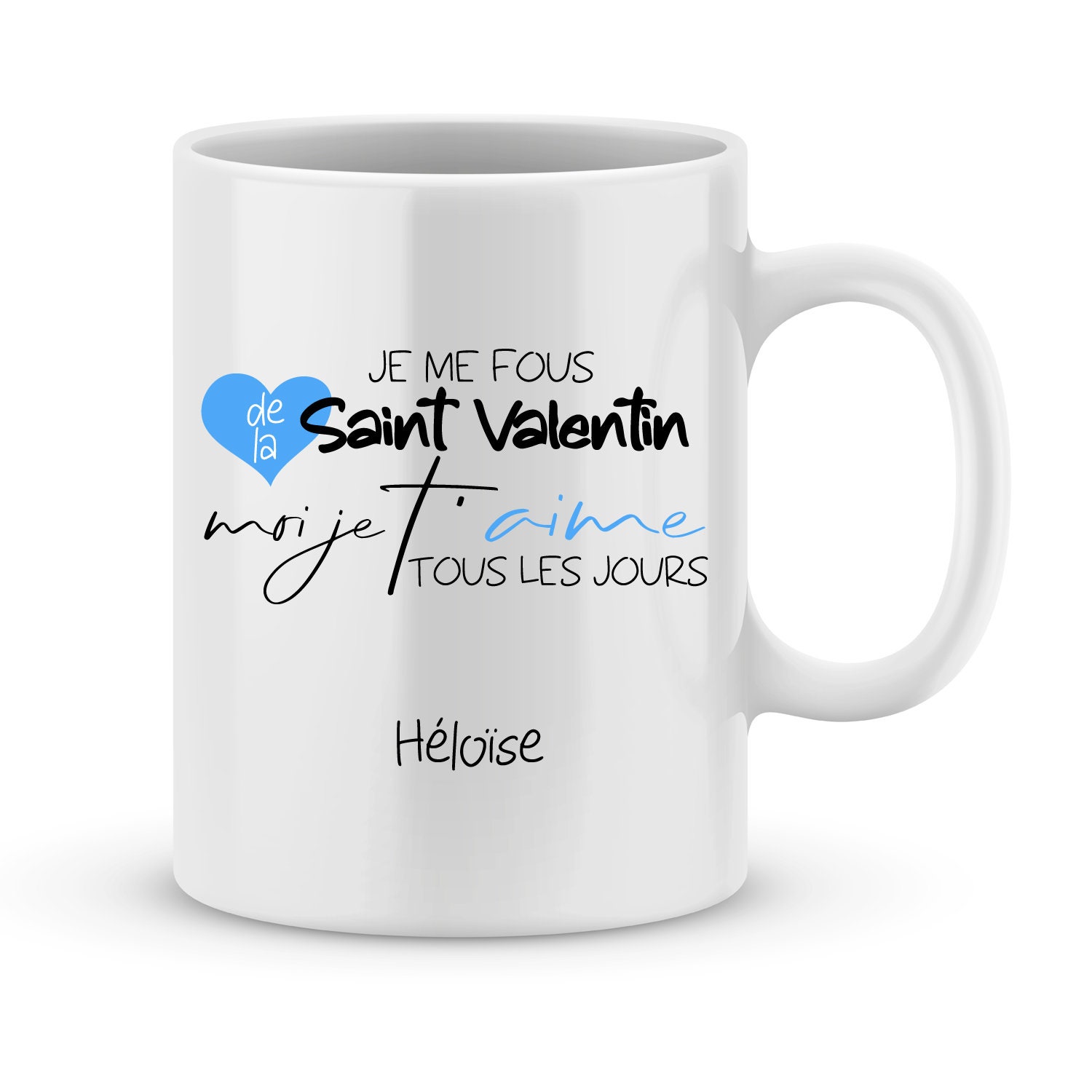 Mug Saint Valentin à Personnaliser avec Prénom - Cadeau Personnalisé Valentin