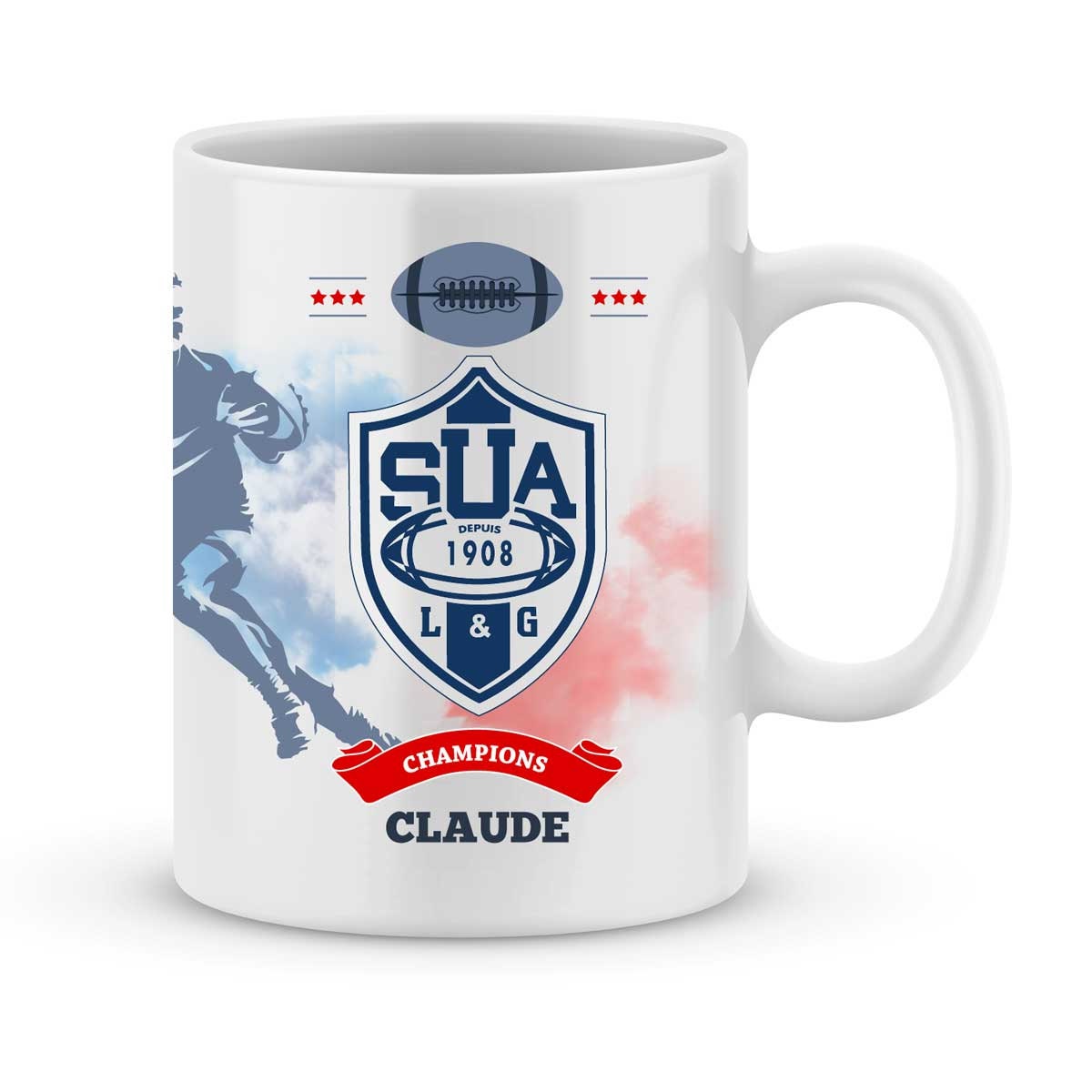 Mug Agen Rugby Top 14 à Personnalisé avec Votre Prénom - Cadeau Rugby Anniversaire Fête Des Pères