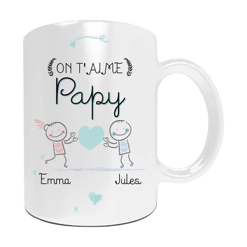 Cadeau de Noël Papy - Mug à Personnaliser On T'aime Papy Cadeau Anniversaire Idée Cadeau Papy