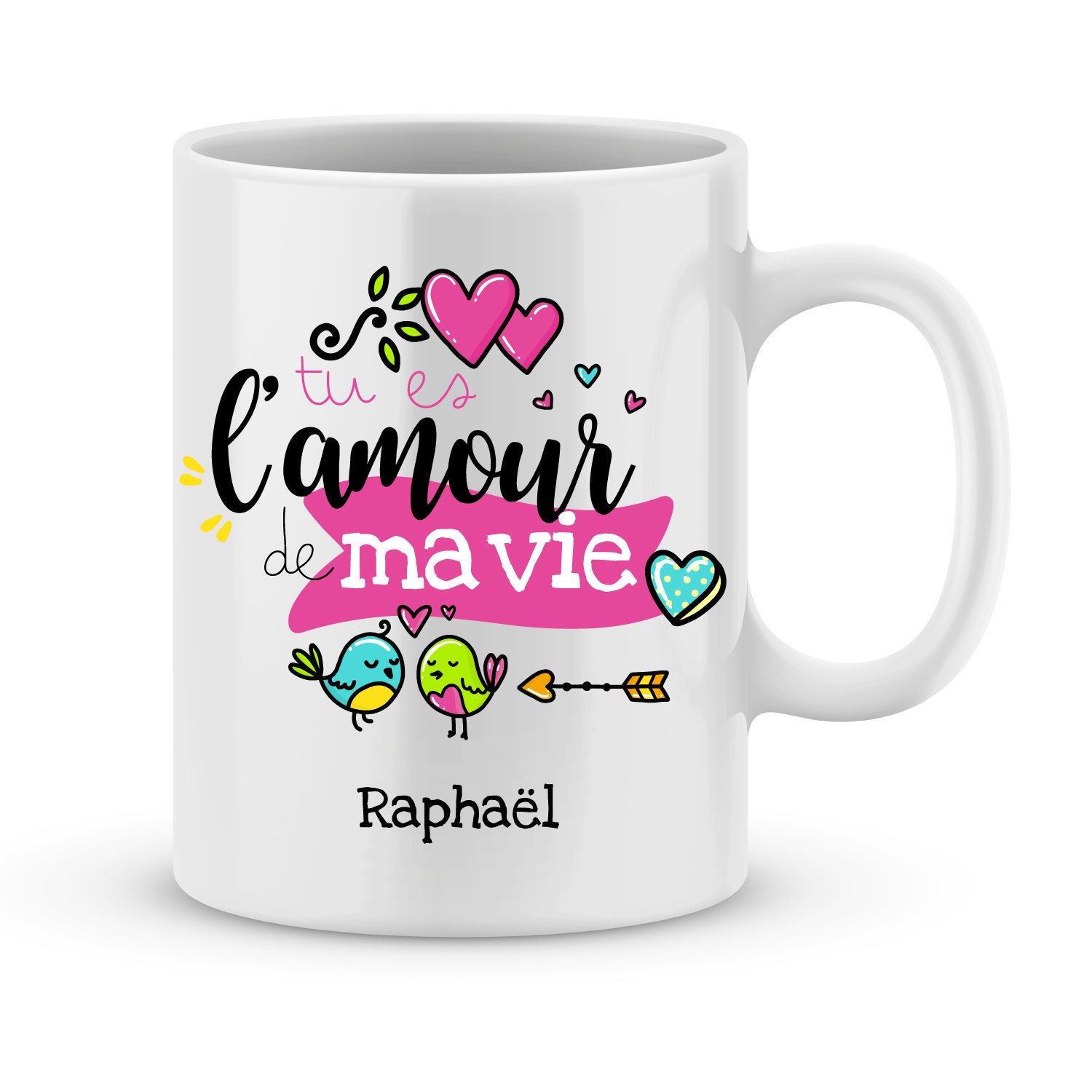 Mug Saint Valentin à Personnaliser avec Prénom - Cadeau Personnalisé Valentin