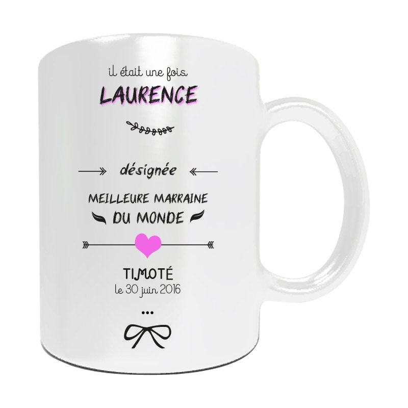 Cadeau Marraine Personnaliser avec Votre Prénom - Cadeau Cadeau Personnalisé Naissance Baptême Mug .