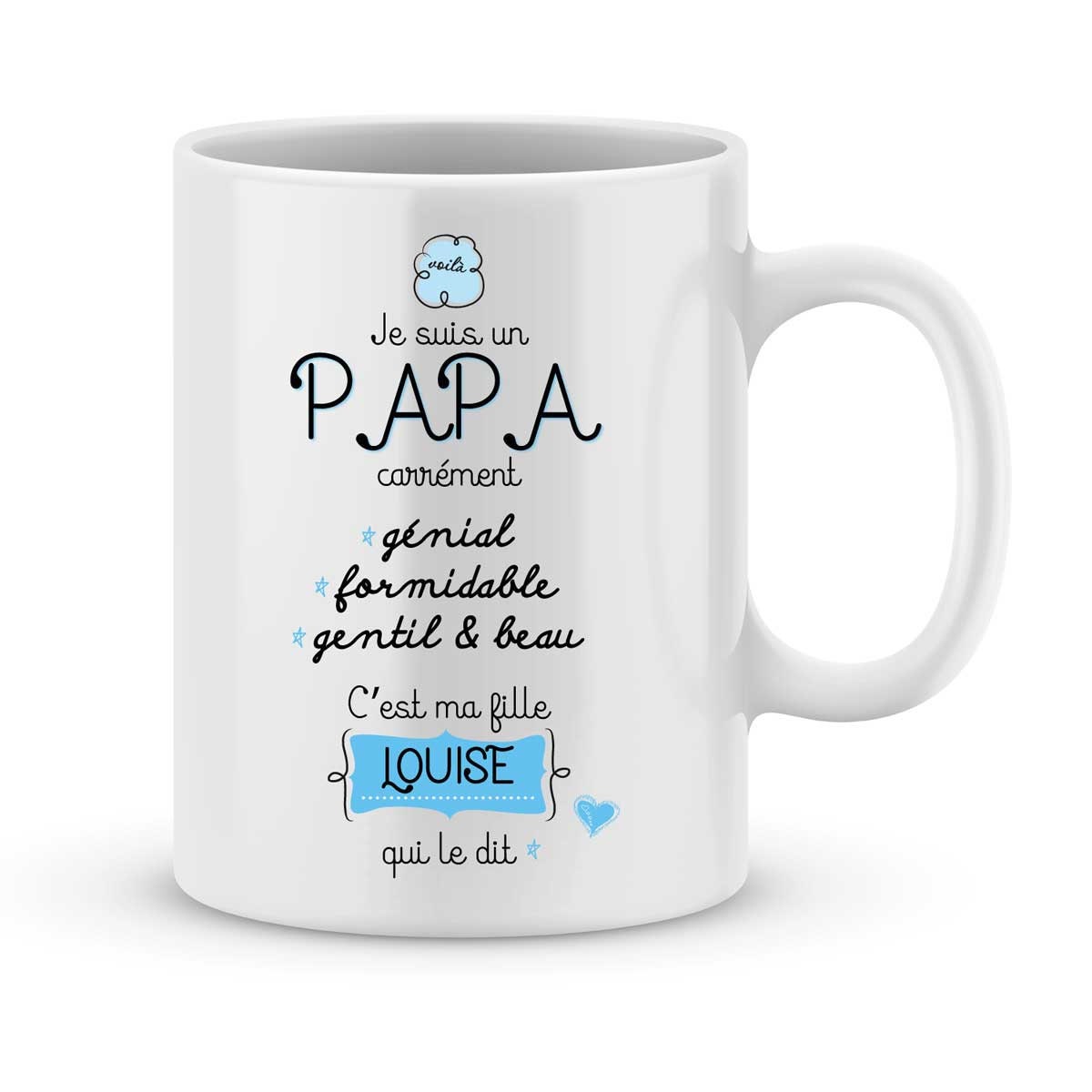 Idée Cadeau Fête Des Pères - Mug à Personnaliser Papa Génial avec Votre Prénom de L'enfant Cadeau Pa