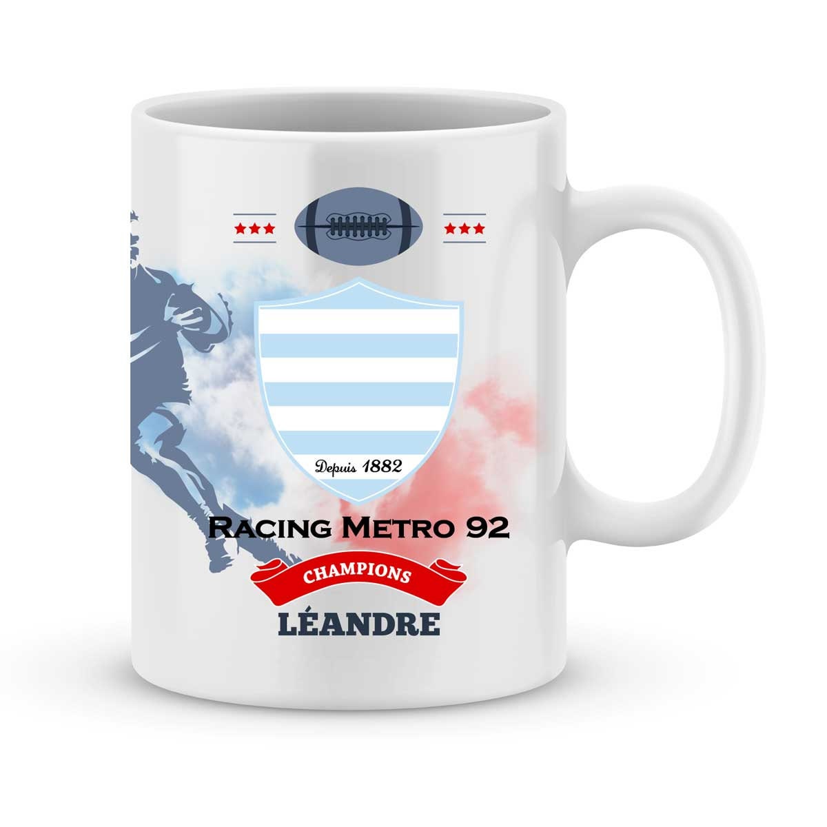 Mug Racing 92 Rugby Top 14 à Personnaliser avec Votre Prénom - Cadeau Personnalisé Rugby Anniversair