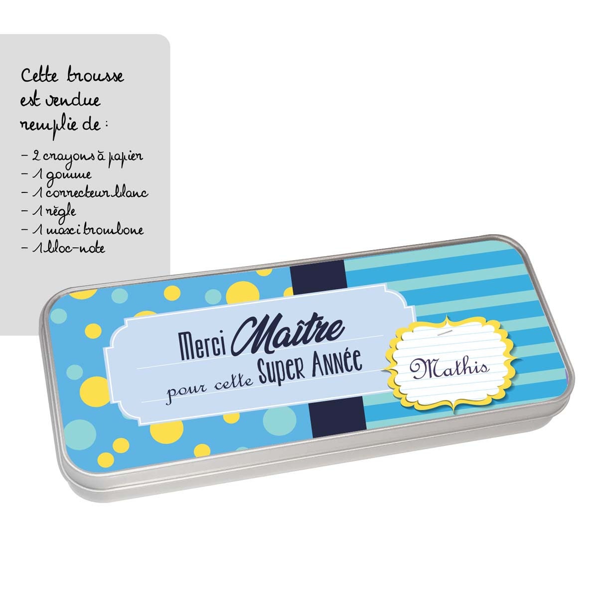 Cadeau Maître - Trousse à Personnaliser avec Prénom Idée Cadeau Maître