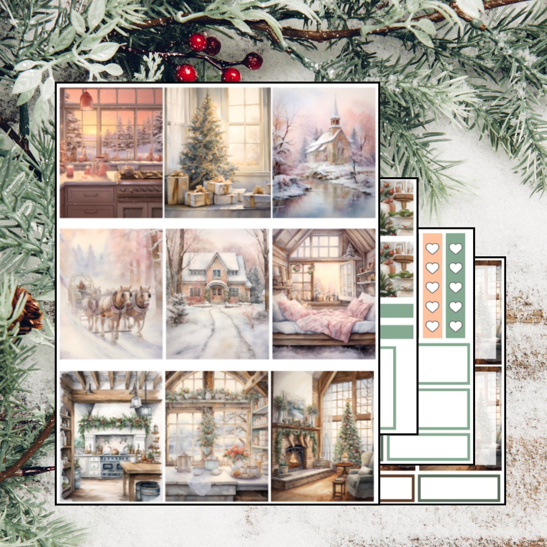 Over the River Christmas Vertical Planner Sticker Kit - Etsy