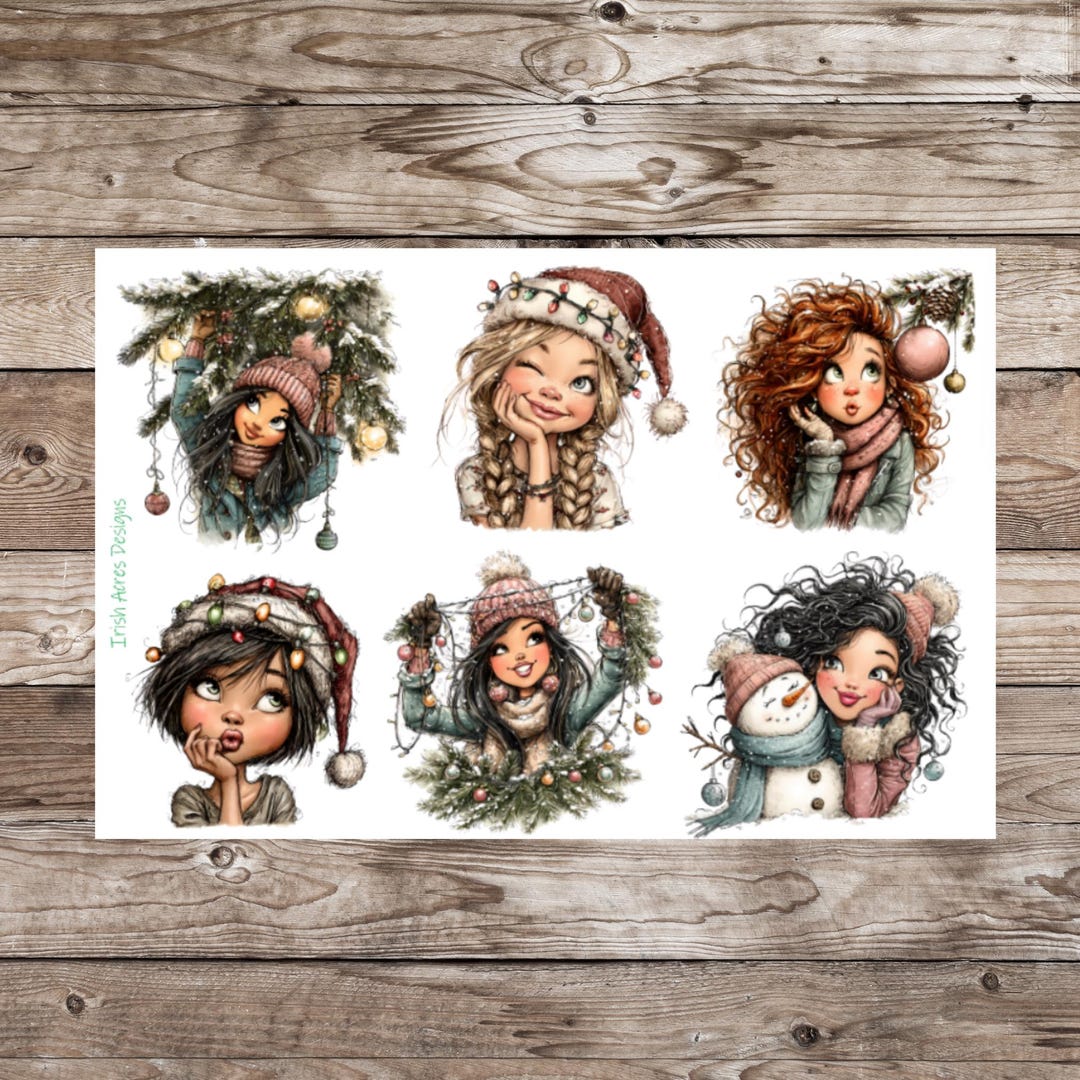 Christmas Girls Deco Planner Stickers - Etsy