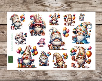 Birthday Gnomes Deco Planner Stickers