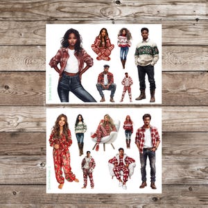 May include: Two sheets of paper with illustrations of people in various outfits. The illustrations include people wearing sweaters, jeans, and flannel shirts. The text "Irish Ares Designs - 1" and "Irish Ares Designs - 2" is visible.