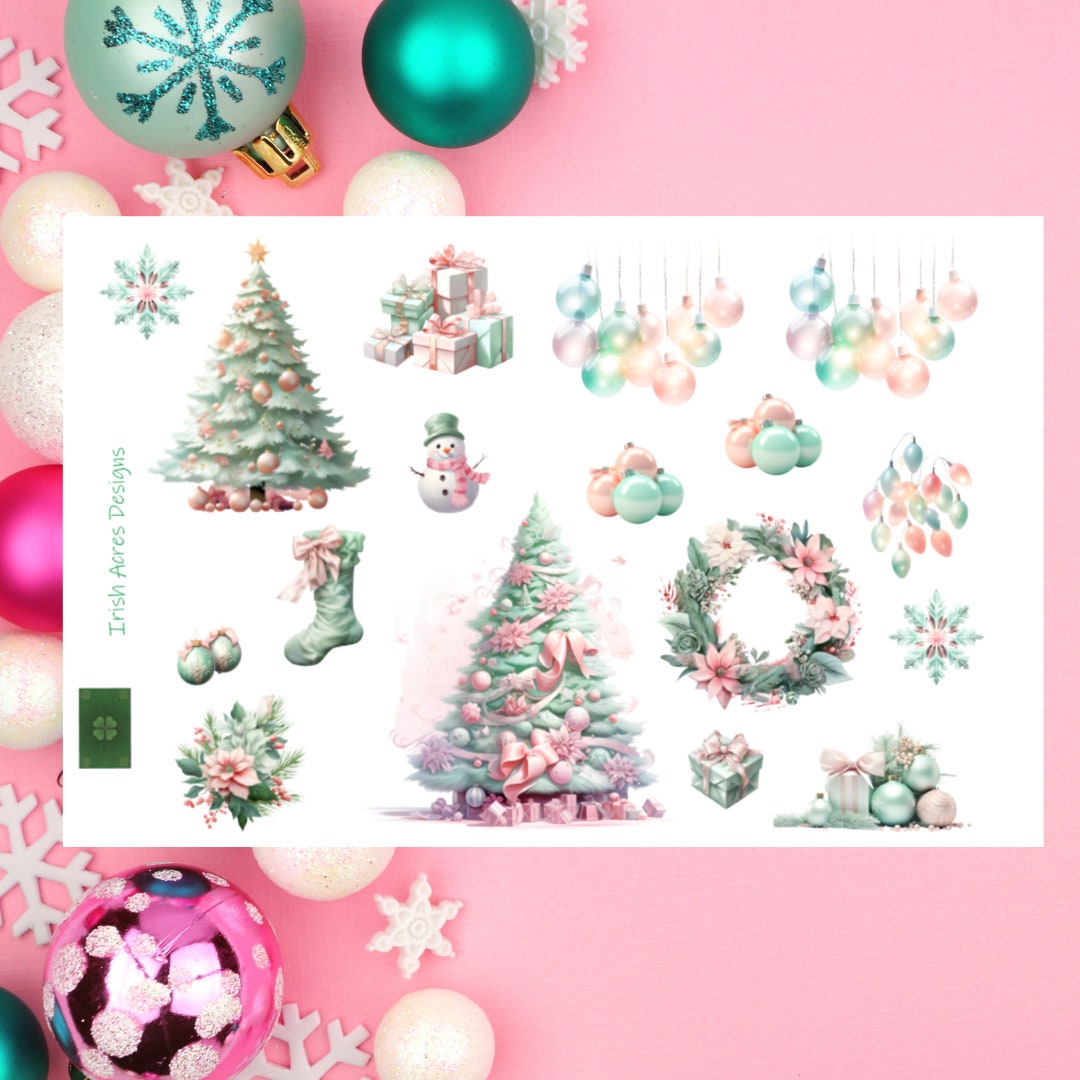 Pastel Christmas Deco Planner Stickers - Etsy
