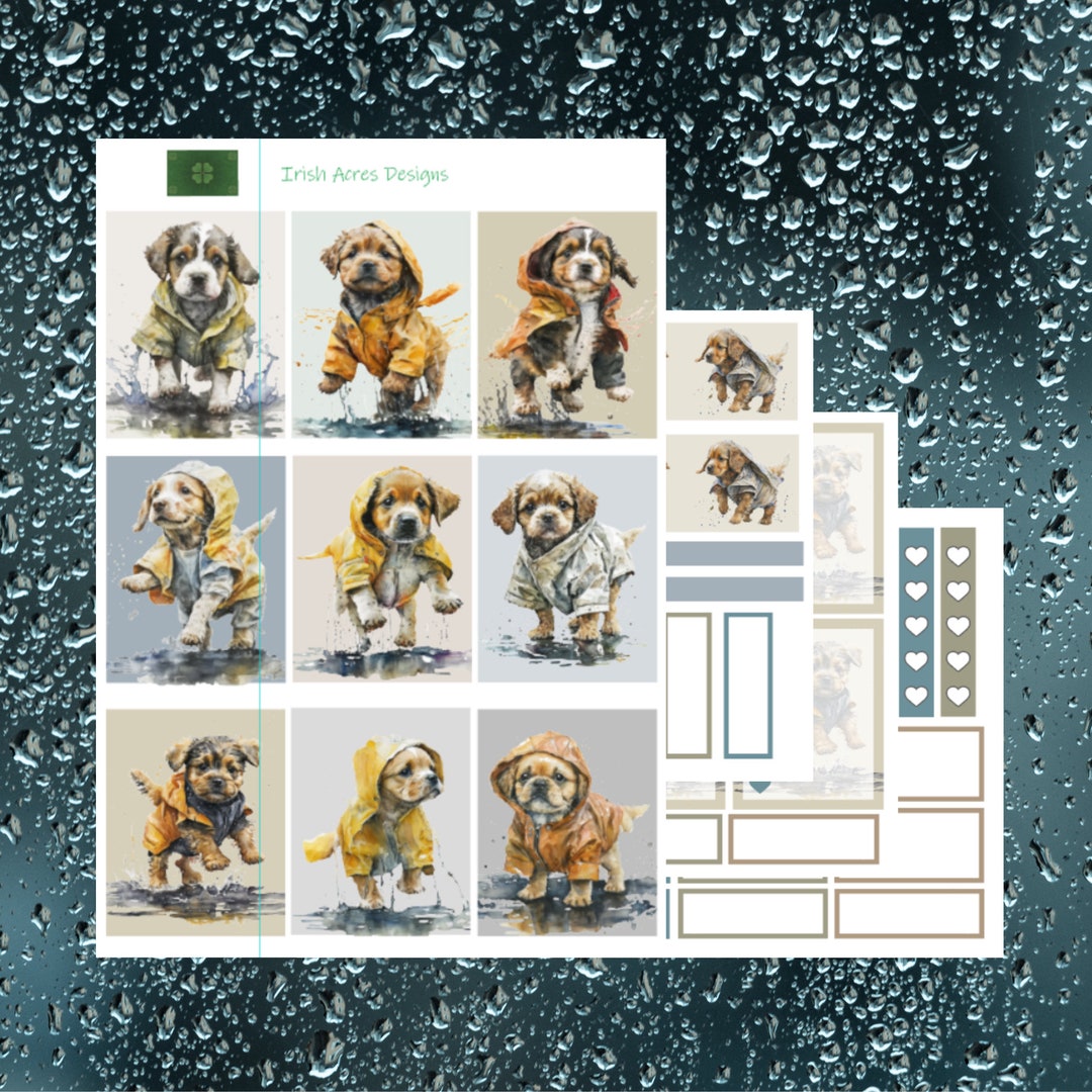 Rainy Day Puppy Planner Sticker Kit - Etsy