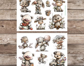 Whimsical Spring Animals Deco Planner Stickers