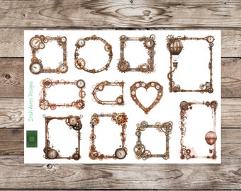 Steampunk Frames Deco Planner-stickers