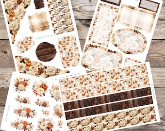 Fall Floral Journaling Stickers Planner Kit