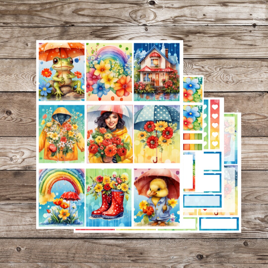 Spring Showers Standard Vertical Planner Sticker Kit - Etsy