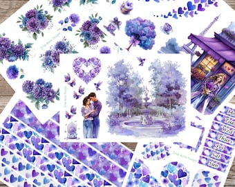 Love In Purple Journaling Stickers Planner Kit