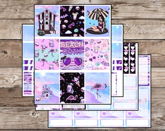 Summer Beach Goth Standard Vertical Planner Sticker Kit