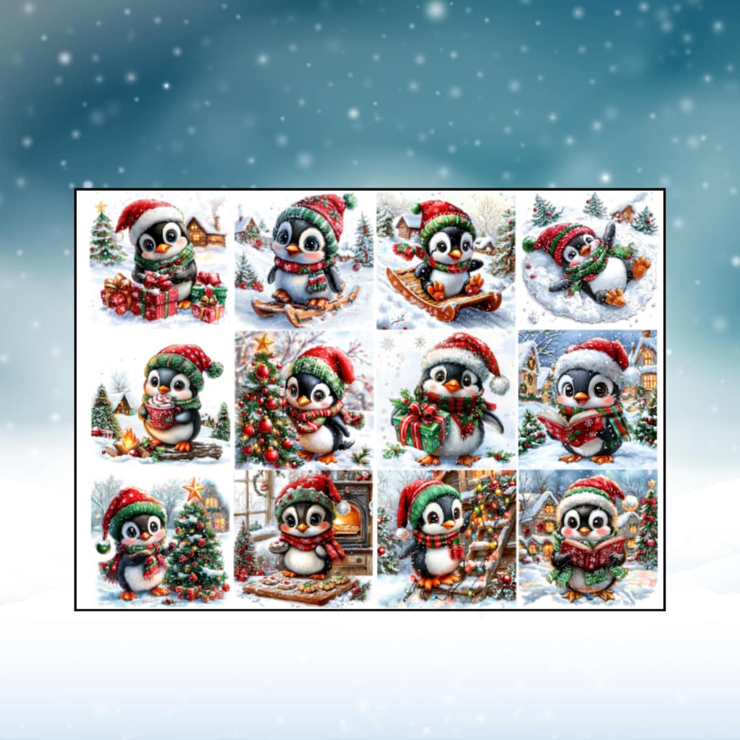 Winter Christmas Penguins Planner Sticker Boxes - Etsy
