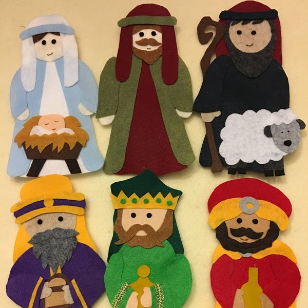 Nativity Sock Puppet No Sew Patterns for Mary, Joseph, Baby Jesus, 3 Kings, and a Shepherd - PDF PATTERN ONLY