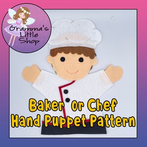 DIY Baker or Chef Felt Puppet Pattern for Playful Pretend Cooking!