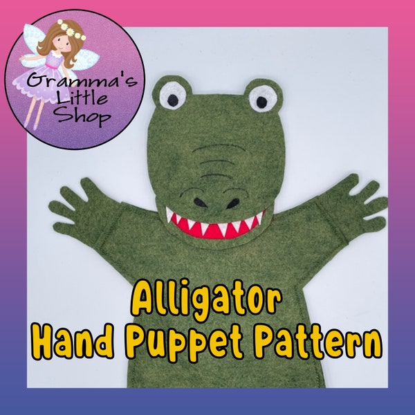 Alligator Handpuppe Schnittmuster, PDF Schnittmuster für Handpuppe, Puppen Schnittmuster, Easy Puppet Schnittmuster