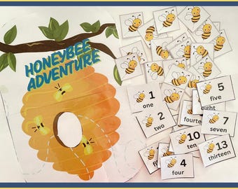 Plantilla imprimible para contar abejas, inserto para caja sensorial Flisat (patrón en PDF)