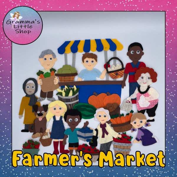 Farmer's Market, Felt Board Pattern, Fruits and Veggies, DIY Pattern for Pretend Play, PATTERN ONLY