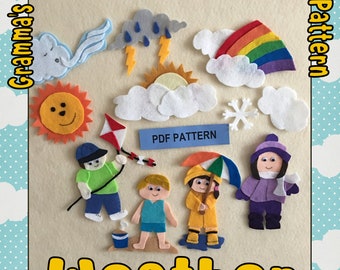 Weather Felt Board Patterns to Make To Teach Weather and the Seasons  -  PDF PATTERNS ONLY