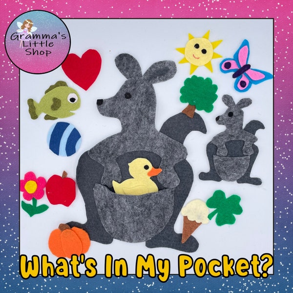 What's In My Pocket Felt Pattern, Pattern for Felt Kangaroo Guessing Game - DIY Downloadable Pattern Only