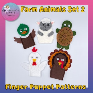 Bauernhof Tier Fingerpuppe Muster, Bauernhof Tier Vorlagen für DIY Fingerpuppen, Rollenspiel mit Fingerpuppen Set 2
