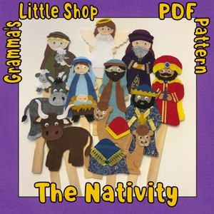 Nativity Story, Christmas Story, Baby Jesus in Manger Scene  for Felt Story Board or Paint Stick Puppets - PDF PATTERNS ONLY