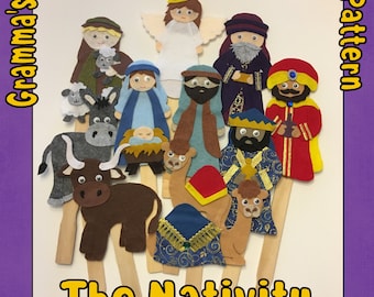 Nativity Story, Christmas Story, Baby Jesus in Manger Scene  for Felt Story Board or Paint Stick Puppets - PDF PATTERNS ONLY