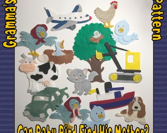 Can Baby Bird Find His Mother? Felt Story Pattern  -  PDF Downloadable File