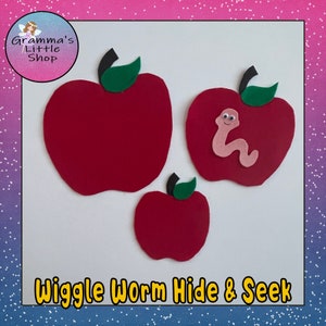 Wiggle Worm and Apples Playing Hide and Seek,  Felt Board Pattern,   DIY Downloadable Pattern