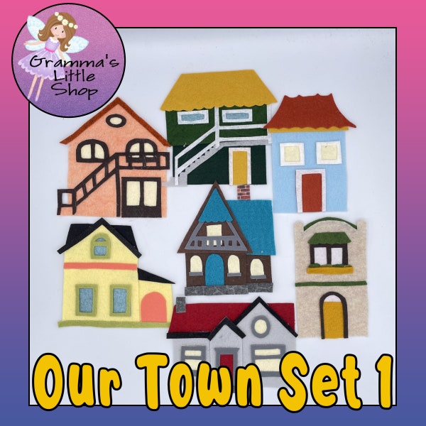 Our Town 1 DIY Patterns for 7 Felt Houses for Felt Story Board or Playmat - Create your Own Village with This Fun Crafting Project