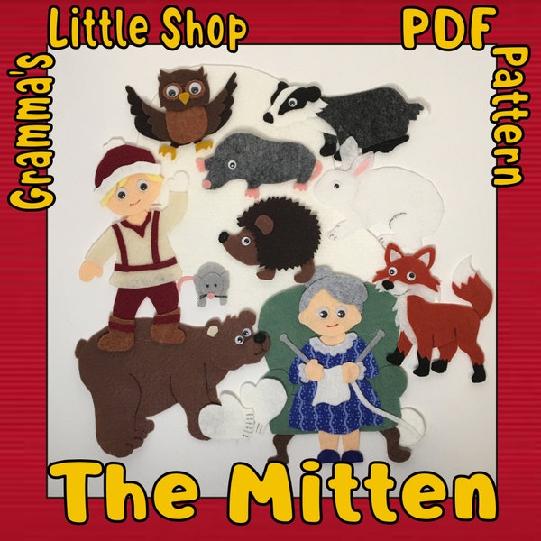 The Mitten, Felt Story Pattern, Flannel Board Pattern  -  DIY Downloadable Pattern