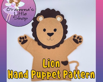 Lion Hand Puppet Pattern, PDF Pattern for Hand Puppet, Puppet