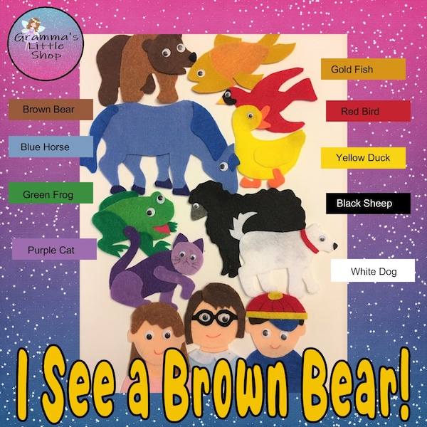 I See a Brown Bear! Felt Story Pattern -  PDF PATTERN ONLY for Felt Story Board