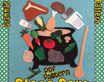 Patrón de tablero de fieltro "Sopa de Piedra", lección para compartir (patrón en PDF)