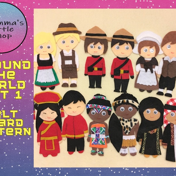 Around the World Patterns for Felt Story Board Set 1 -  PDF PATTERN ONLY
