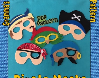 Pirate Masks Patterns for Dress Up Play,  Easy to Make - PDF PATTERNS ONLY