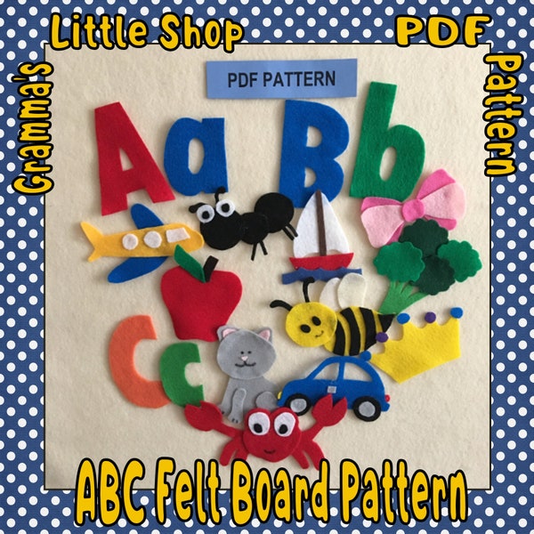 English Alphabet Pattern for Felt Board, Teach the ABC's,  Beginning Reading Alphabet, DIY Pattern Only