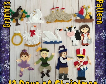 12 Days of Christmas Downloadable Felt Story Pattern  -  PDF PATTERN ONLY