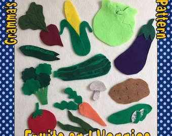 Fruits and Veggies Patterns For Felt Board or Flannel board  -  PDF PATTERNS ONLY