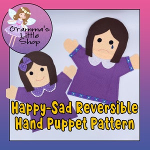 Sad and Happy Face Girl Puppet Pattern - PDF Pattern for Hand Puppet, Puppet Sewing Pattern, Easy Puppet Pattern