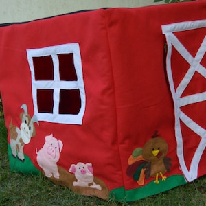 DIY Barn and Animals Card Table Felt Playhouse - PDF Pattern for Square Card Table - Easy Sewing Project