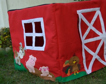 DIY Barn and Animals Card Table Felt Playhouse - PDF Pattern for Square Card Table - Easy Sewing Project