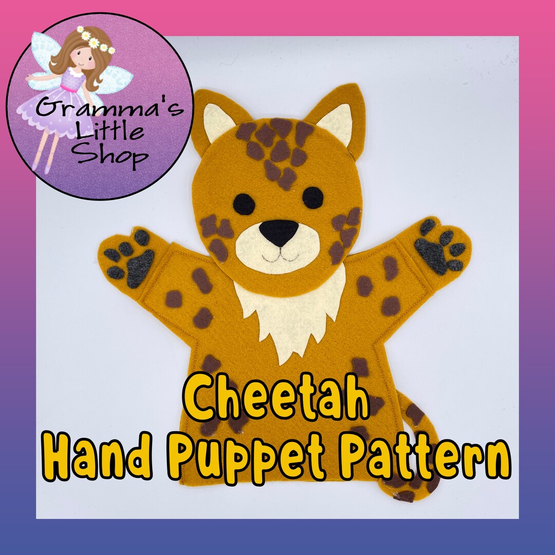 Cheetah Hand Puppet Pattern, PDF Pattern for Hand Puppet, Puppet Sewing