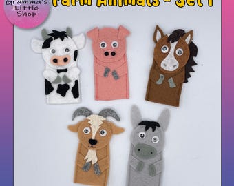 Farm Animal Finger Puppet Sewing Pattern, Set 1 (PDF Pattern)