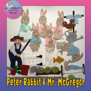 Peter Kanin och Herr McGregor i trädgården Filt Story Board Mönster - Endast PDF Nedladdningsbart Mönster