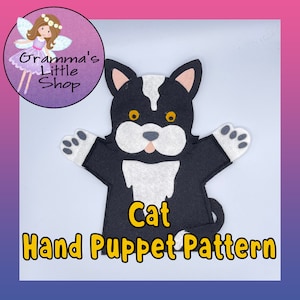 Cat Hand Puppet Pattern, PDF Pattern for Hand Puppet, Puppet Sewing Pattern, Easy Puppet Pattern